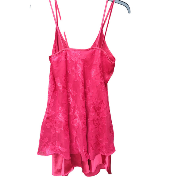 Red Nightie Nightgown Slip Dual Layer Bow Adjustable Strap Lingerie Large Floral - Picture 2 of 7